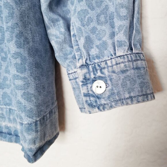 Soft Surroundings Leopard Thelma Chambray Long‎ Sleeve Button Down Shirt XSP - Picture 12 of 14